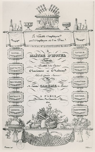 Strona tytułowa „Francuskiego lokaja”, autorstwa Antonina Carême autorstwa French School
