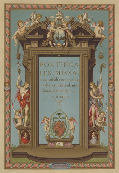 Strona tytułowa Mszału Papieskiego (chromolitografia) autorstwa French School
