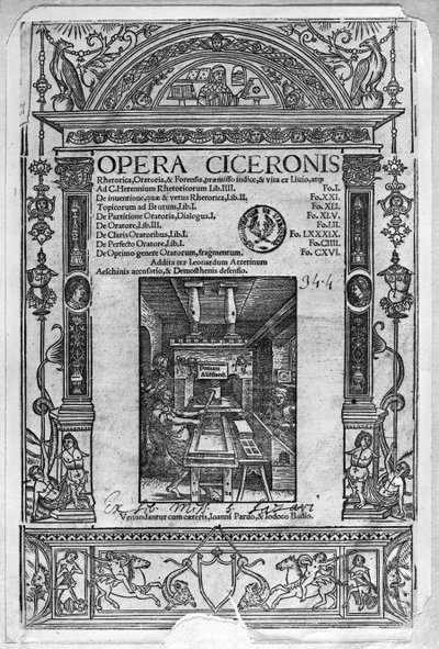 Strona tytułowa Opery Ciceronis, wyd. 1520 autorstwa French School