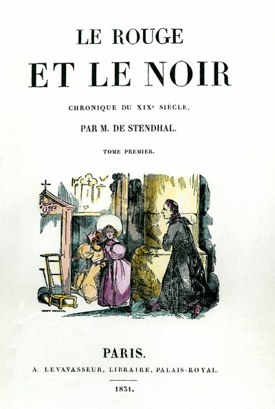 Strona tytułowa książki Stendhala (1783 - 1842) „Czerwony i czarny” autorstwa French School
