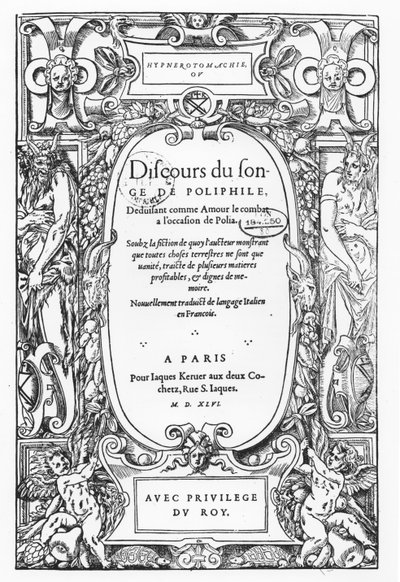 Strona tytułowa „Dyskursu o śnie polifila” autorstwa French School