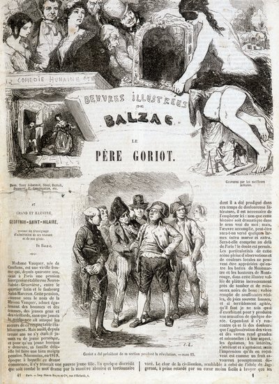 Strona tytułowa oryginalnego wydania powieści Balzaka „Ojciec Goriot” w „Dziełach ilustrowanych Balzaka”: „Goriot był prezesem sekcji w czasie rewolucji”” . ¿ autorstwa French School