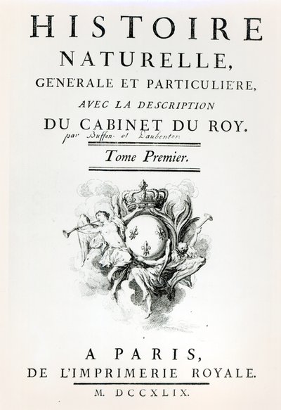 Strona tytułowa Historii naturalnej, ogólnej i szczegółowej, Buffon, Paryż, 1749 autorstwa French School