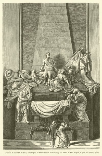 Grób marszałka Saxe w kościele św. Tomasza w Strasburgu (rycina) autorstwa French School