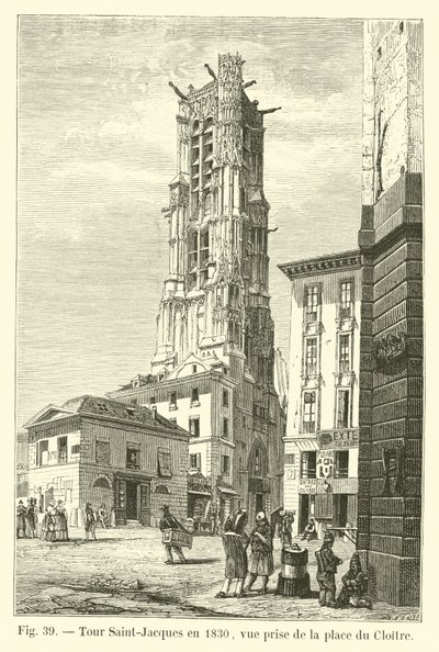 Zwiedzanie Saint-Jacques w 1830 roku, widok z Place du Cloitre autorstwa French School
