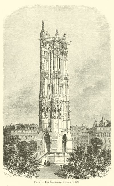 Zwiedzaj Saint-Jacques i plac w 1870 r. autorstwa French School