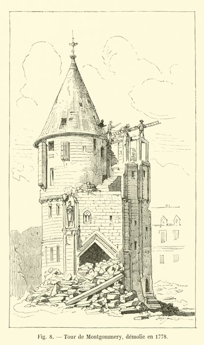 Wieża Montgommery, zburzona w 1778 r. autorstwa French School