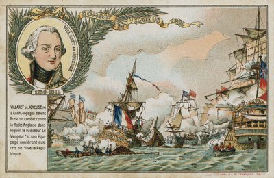 Karta handlowa z wizerunkiem statku Vengeur du Peuple autorstwa French School