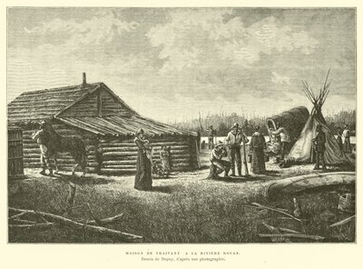Placówka handlowa na rzece Czerwonej, Kanada autorstwa French School