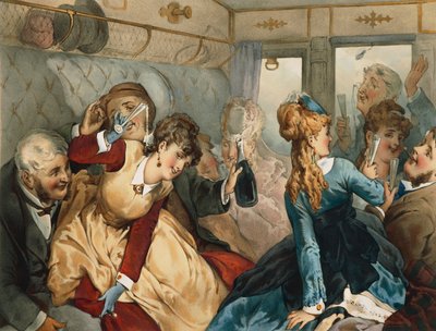 Pociąg rozkoszy, ilustracja do Domu Madame Tellier, autorstwa Guy de Maupassant (1850-1893) autorstwa French School