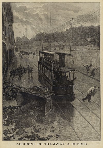 Wypadek tramwajowy w Sevres, Francja, 1897 autorstwa French School