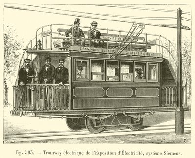 Tramwaj elektryczny Salonu Energii Elektrycznej, system Siemens (grawerowanie) autorstwa French School