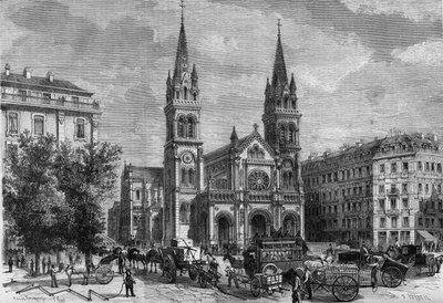 Przemiany Paryża pod II Cesarstwem, Haussmannowski Paryż: widok zewnętrzny kościoła św. Ambroise (Saint-Ambroise) zbudowanego przez Theodore