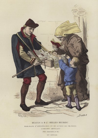 Sprzedawczyni książek podróżniczych, XV wiek autorstwa French School