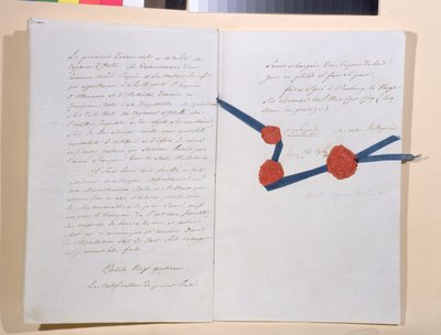 Traktat między Napoleonem I (1769-1821) a cesarzem Franciszkiem II (1768-1835), podpisany w Presburgu 26 grudnia 1805 (pióro i atrament na papierze) autorstwa French School