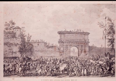Triumfalny wjazd wojsk francuskich pod wodzą Napoleona Bonaparte do Mediolanu, 15 maja autorstwa French School