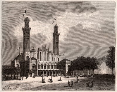 Trocadero w Paryżu - rycina w „La France illustrée: geografia, historia, administracja statystyczna” V.A. Malt-Browna. 1884 autorstwa French School