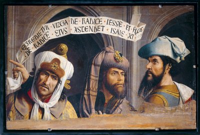 Trois Prophètes - Trzej Prorocy. Fragment panelu przedstawiający trzech proroków ze Zwiastowania ... autorstwa French School