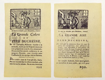 Dwie strony z La Grande Colere autorstwa Pere Duchesne, 1792 autorstwa French School
