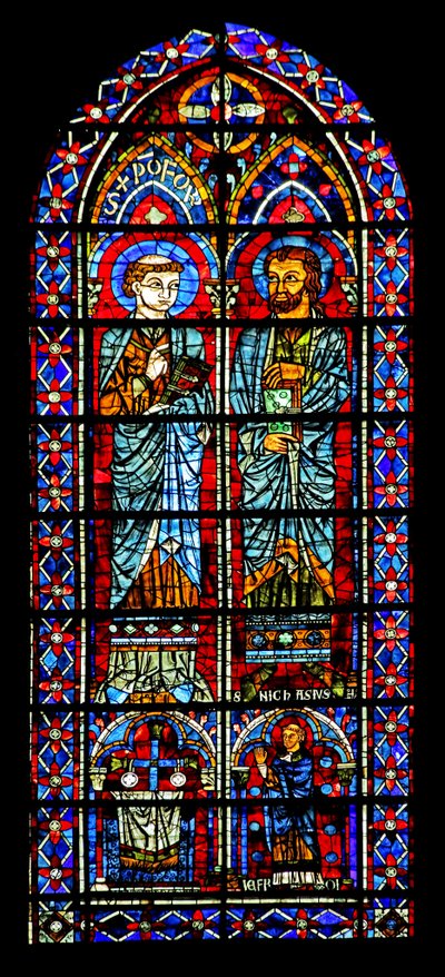 Dwóch świętych - jeden jest Nicejczykiem; kapłan-dawca poniżej (w116) autorstwa French School