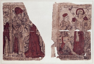 Dwie sceny męczeństwa św. Reginy (zm. ok. 286) (ksylografia) autorstwa French School