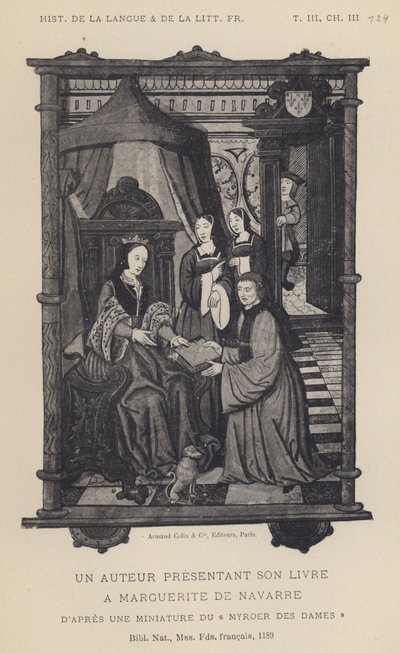 Autor prezentujący swoją książkę Marguerite De Navarre (lito) autorstwa French School