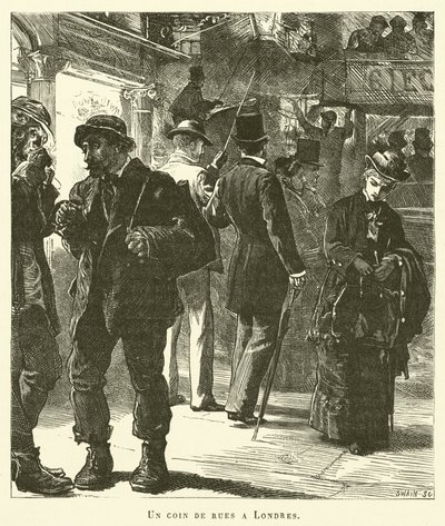 Róg ulicy w Londynie (rycina) autorstwa French School