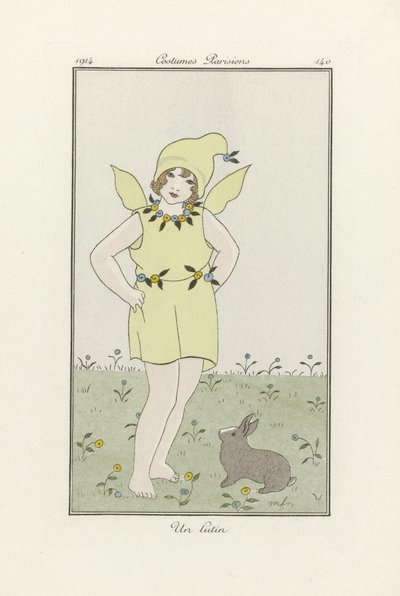 Un Lutin, z Costumes Parisien, pub.1914 (kolorowa litografia) autorstwa French School