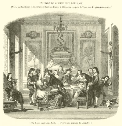 Posiłek pod Ludwikiem XIV (grafika) autorstwa French School