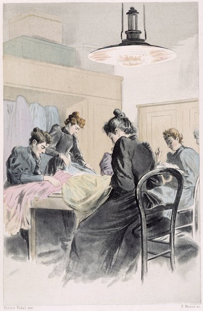 Warsztat krawiecki - w „”Nasi współcześni”” Octave Uzanne autorstwa French School