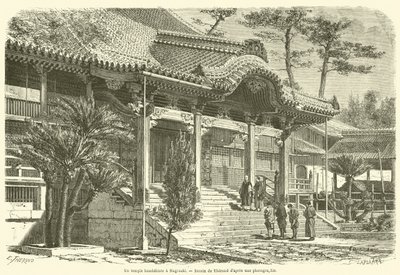 Świątynia buddyjska w Nagasaki (rycina) autorstwa French School