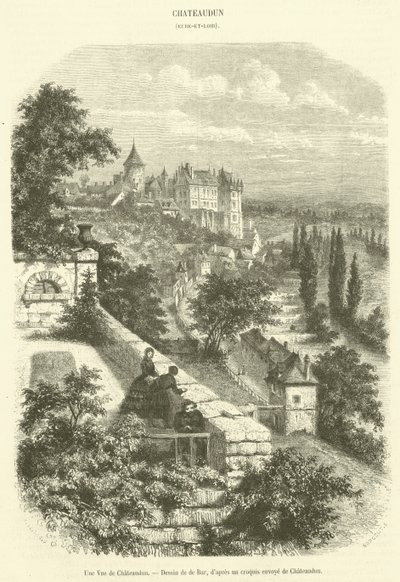 Widok Chateaudun (rycina) autorstwa French School