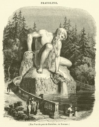 Widok na park w Pratolino, Toskania (rycina) autorstwa French School