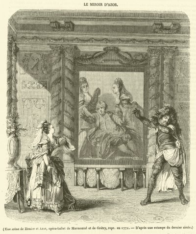 Scena z Zemiry i Azoru, opera-balet Marmontela i Gretry, wykonana w 1771 (rycina) autorstwa French School