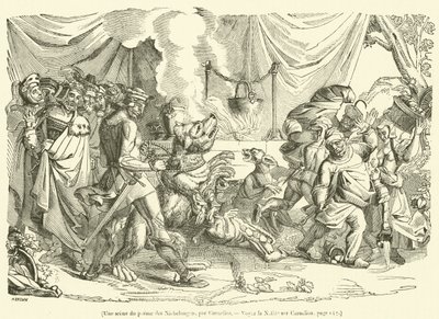Une scene du poeme des Niebelungen (rycina) autorstwa French School