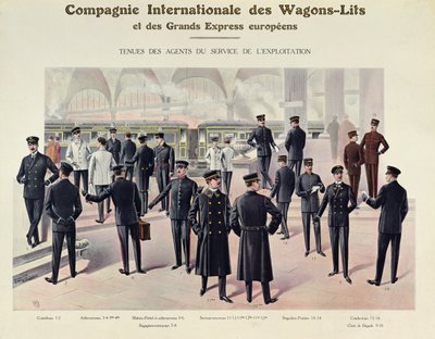 Mundury dla pracowników Compagnie des Wagons-Lits, c.1910 autorstwa French School