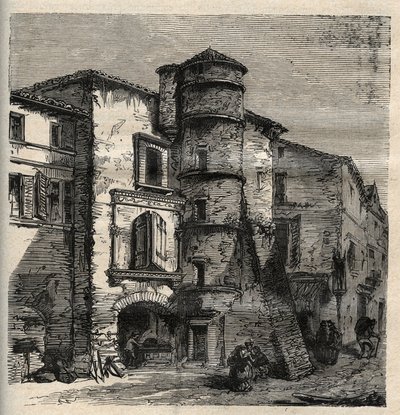 Uzes - stary zamek -Gard - Francja - grawer w „” PATRIE”” - PECTUREQUIREQUE OPIS FRANCJI W 6 TOMACH WG LUCIENA HUARDA - koniec XIX wieku autorstwa French School