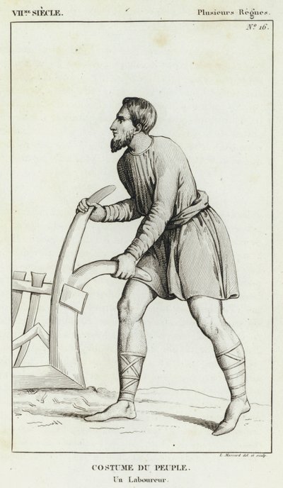 VII wiek, kilka rządów, strój ludu, oracz (rycina) autorstwa French School