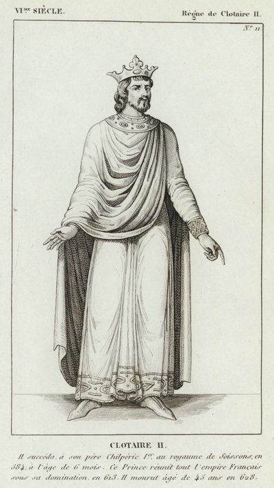 VI wiek, panowanie Chlotara II, Chlotera II (rycina) autorstwa French School