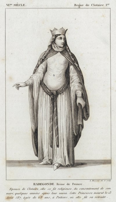 VI wiek, panowanie Clotaire I, Radegonde, królowa Francji (rycina) autorstwa French School