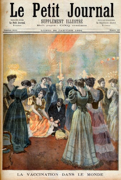 Szczepienia na wieczornym przyjęciu podczas epidemii ospy, z „Le Petit Journal”, 29 stycznia 1894 autorstwa French School