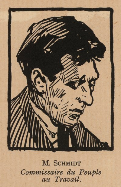 Wasilij Schmidt, rosyjski rewolucyjny polityk bolszewicki i ludowy komisarz pracy (litografia) autorstwa French School