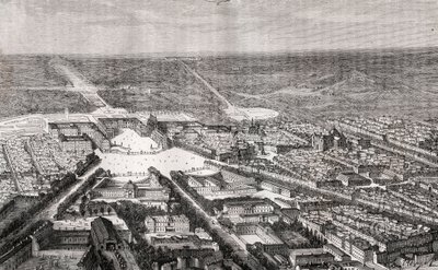 Wersal z jego zamkiem w XIX wieku - rycina w „La France illustree: geografia, historia, administracja statystyczna” autorstwa V.A. Słodowo-Brązowy. 1884 autorstwa French School