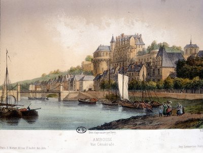 Widok Amboise - litografia autorstwa French School