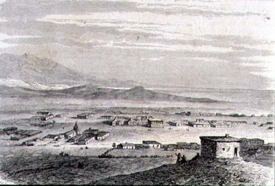Widok na Los Angeles w latach 60. XIX wieku (rycina) autorstwa French School