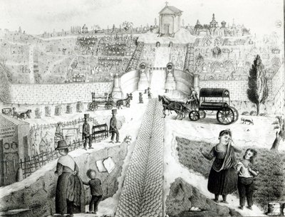 Widok na cmentarz Pere-Lachaise, początek XIX wieku autorstwa French School