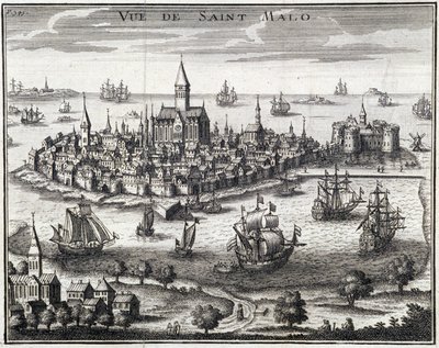 Widok na St Malo - anonimowy grawerunek autorstwa French School