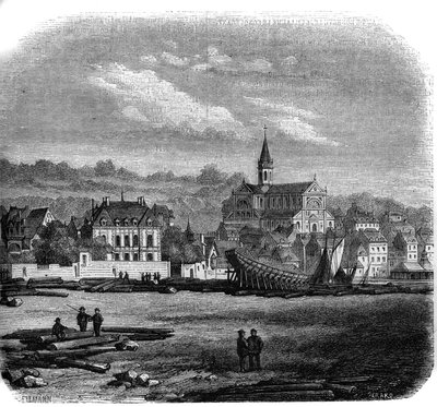 Widok na Trouville sur Mer (Trouville-sur-Mer) z nowym kościołem. Calvados (14). autorstwa French School