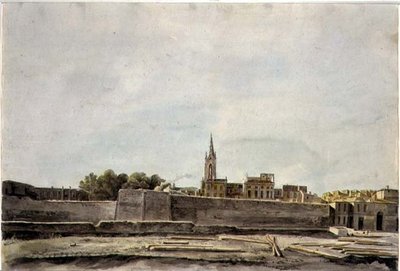Widok na pejzaż miejski w południowej Francji, ok. 1800 (akwarela na papierze) autorstwa French School