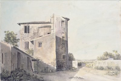 Widok wsi w południowej Francji, ok. 1800 (wc na papierze) autorstwa French School